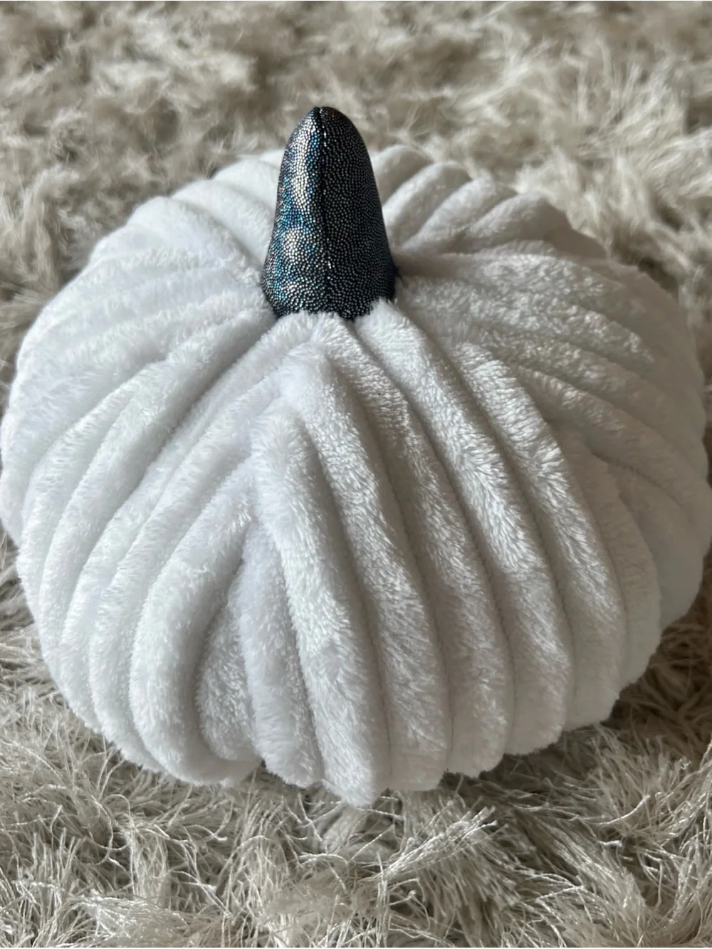 Happy Halloween White & Black Striped Decorative Pillow and Pumpkins